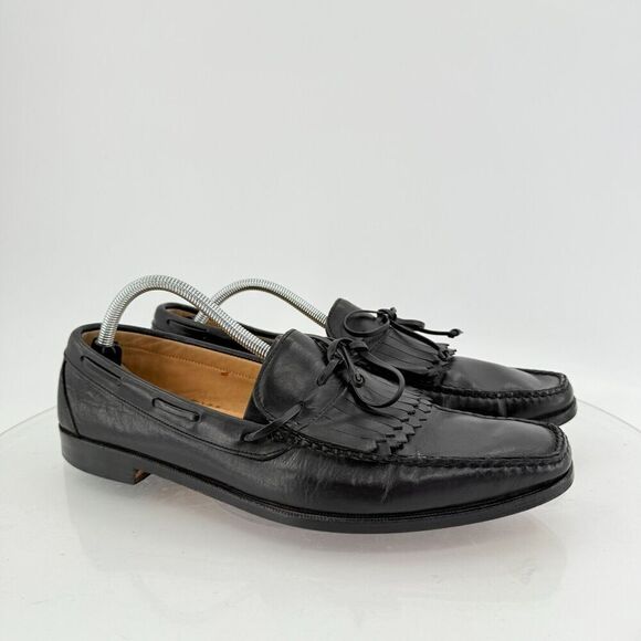 Allen Edmonds Alton Loafers Men's Size 11.5 B Black Leather Kittie Bow Tie  Shoe - Picture 2 of 16